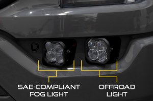 Ford F-150 Fog Light Kit - Front - Diode Dynamics - Stage Series SS3 Fog Pocket Kit, White Max Fog + Pro Combo Pods - White (Amber backlight) - `21-`23